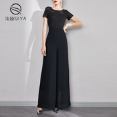 清仓福利阔腿裤 女夏长款 女高腰垂感2025年新款 雪纺黑色连体裤