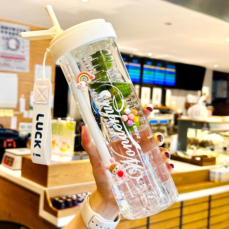 水杯高颜值夏天2026新款女生大号大容量可携式茶水分离泡茶吸管杯