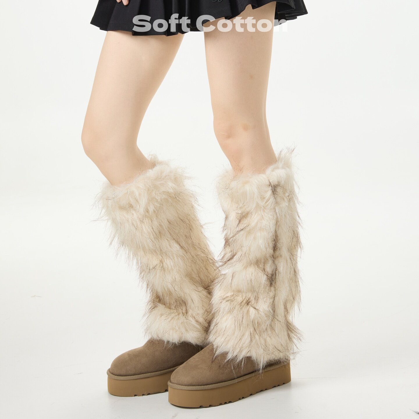 皮草袜套女冬季加厚保暖长筒堆堆袜小腿套y2k亚文化洛丽塔毛毛袜