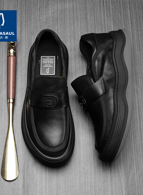 帕达索男鞋真皮秋季商务休闲一脚蹬休闲鞋懒人驾车软底鞋230846