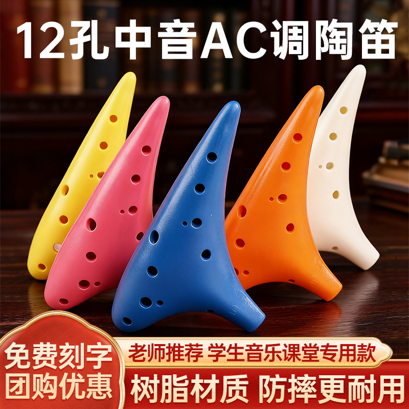 陶笛乐器12孔AC小学初中生专用儿童初学者十二孔中音C调树脂陶笛