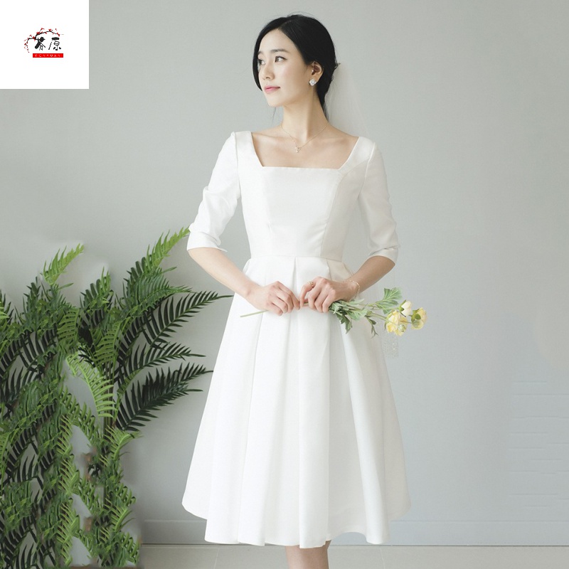 Satin Tuxedo 2020 new pattern bride Sen family Wedding dress have cash less than that is registered in the accounts Long sleeve Travel Photography Simplicity white Wedding dressin the Women's clothing/Boutique , Wedding/Cheongsam/Formal dress , Wedding  category - from Buy2taobao.com to provide professional Taobao agent buy service