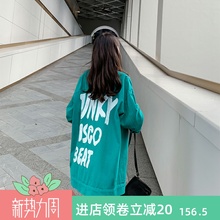 韩版 风衣 宽松印花牛仔学生工装 小个子外套女2019春秋季 中长款 新款