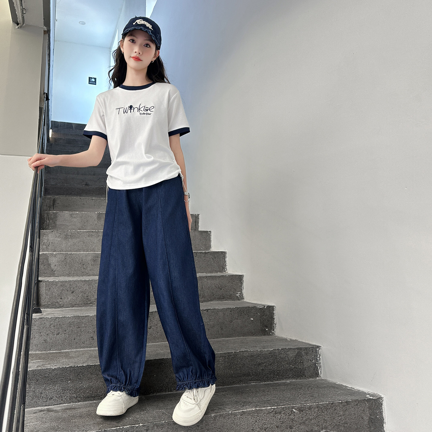 女大童夏季套装2026新款洋气女孩初高中生女童夏款时髦女装两件套