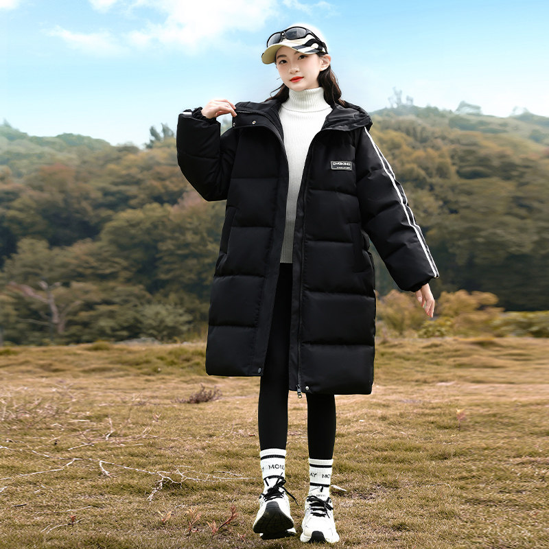 女大童棉服冬装中长款2025新款儿童洋气冬季加厚羽绒棉衣女童棉袄
