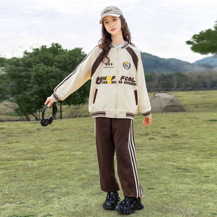 女童秋装套装2025新款儿童秋季运动两件套初中学生洋气大童棒球服