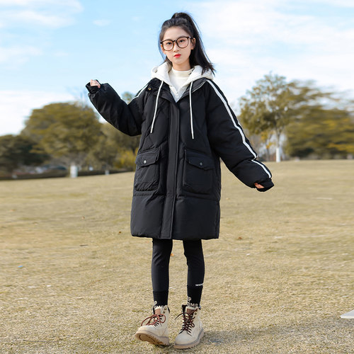 长款加厚女孩保暖羽绒服