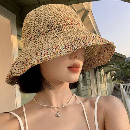 夏季草编渔夫帽女大檐防晒显脸小