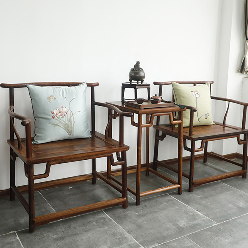 伯利兹黄檀禅椅三件套古典禅意中式家具扇面椅子