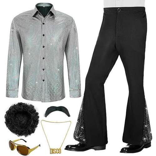 Disco clothing printed long sleeved shirt long sleeved