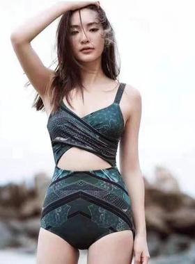 Swimsuit women's belly covering pattern conservative