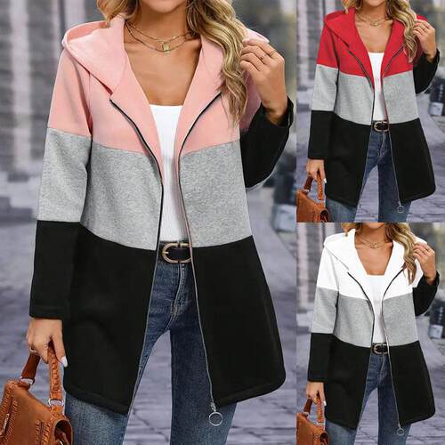 Tri color splicing hooded jacket三色拼接连帽外套