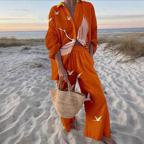 Printed beach style set印花沙滩风套装套装