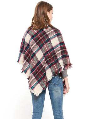 Winter square scarf, paired shawl, women's checkered