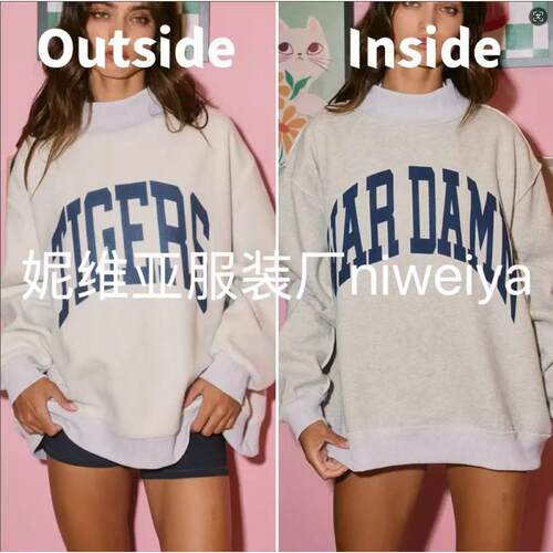 Wear a long sleeved letter half high neck hoodie top on
