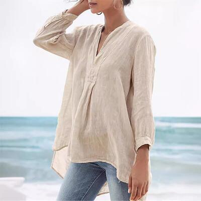 Hemp lantern sleeve chiffon shirt 麻分灯笼袖薄纱衬衫