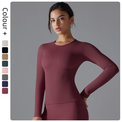 Woolen long sleeved yoga suit T-shirt breathable running