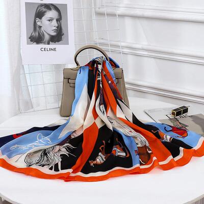 Extended beach towel scarf imitation shawl women's silk