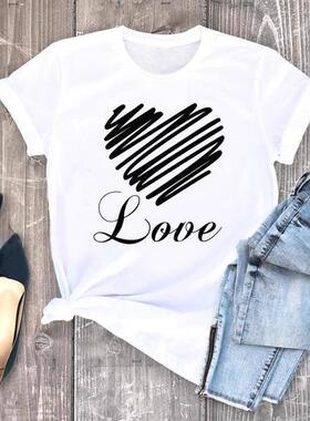 Women's shirt with heart-shaped letter card shirt