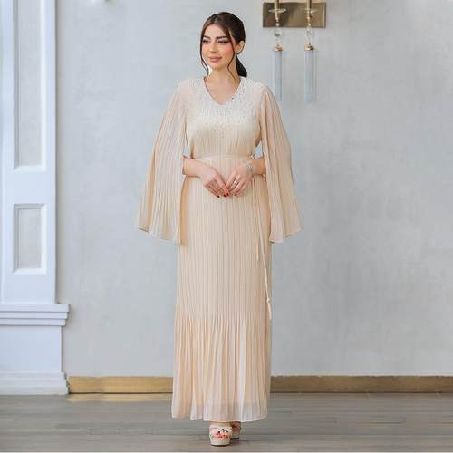 Thin and pleated women's robe, evening gown, dress