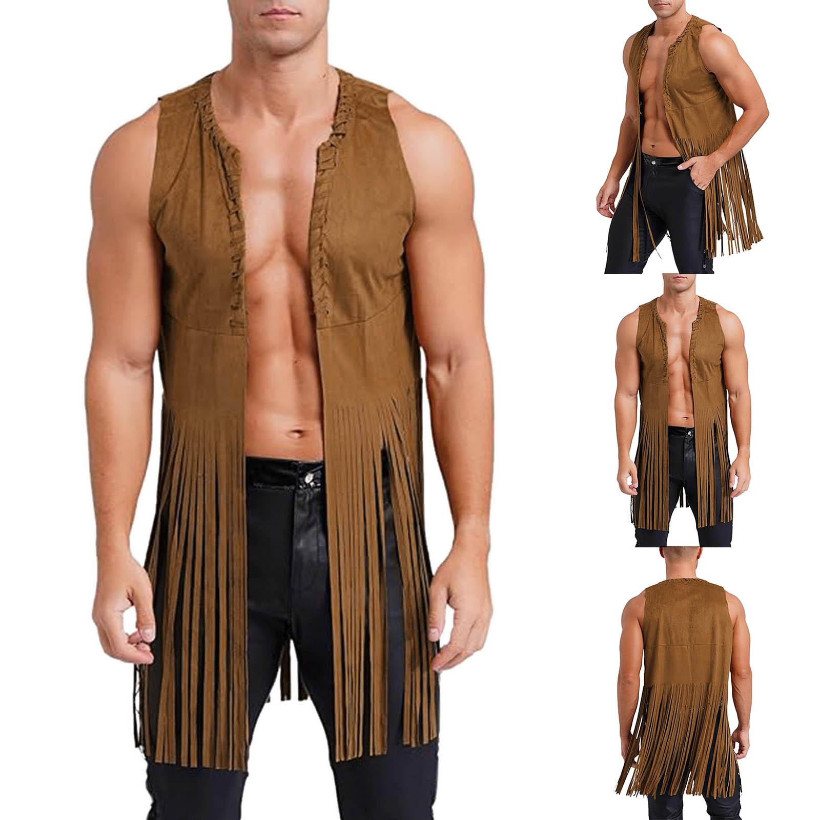 Shawl suede fringed vest jacket for women, sleeveless mid