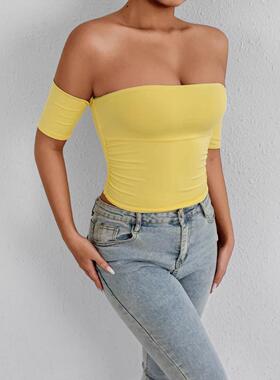 Women's off shoulder strapless one neck chest wrapped top,