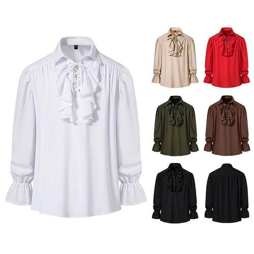 Men's performance costume with lace up puffy sleeves