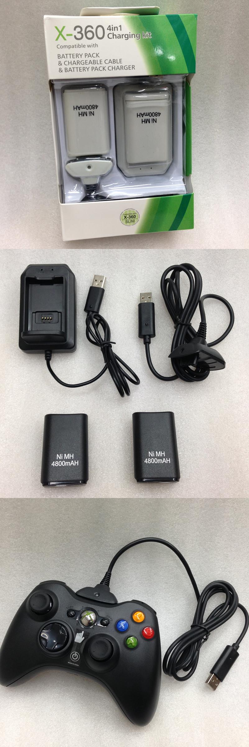 XBOX360 Tay cầm không dây Bộ pin Bộ sạc Cáp kết nối Cáp dữ liệu Phụ kiện pin có thể sạc lại - XBOX kết hợp game tay cầm pc