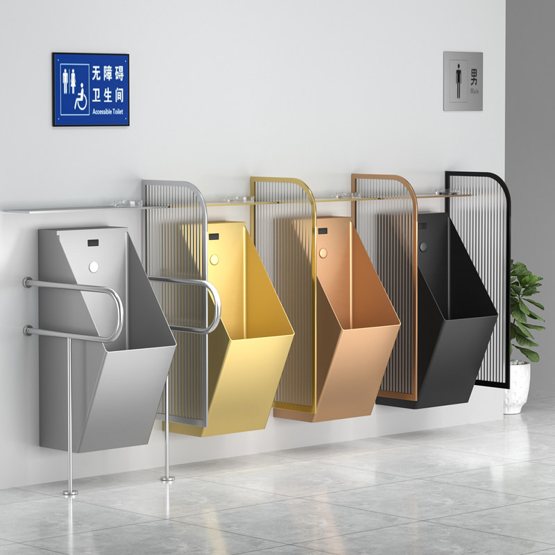 304不锈钢小便斗挂墙式家用自动冲水感应小便器男立式小便池尿斗