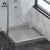 不锈钢淋浴房防滑盆座加厚浴室防水方形底盘简易家庭用挡水条