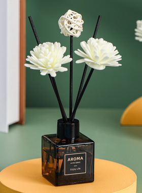 灰色小方瓶无火香薰精油卧室客厅香氛熏香摆件家用香水酒店