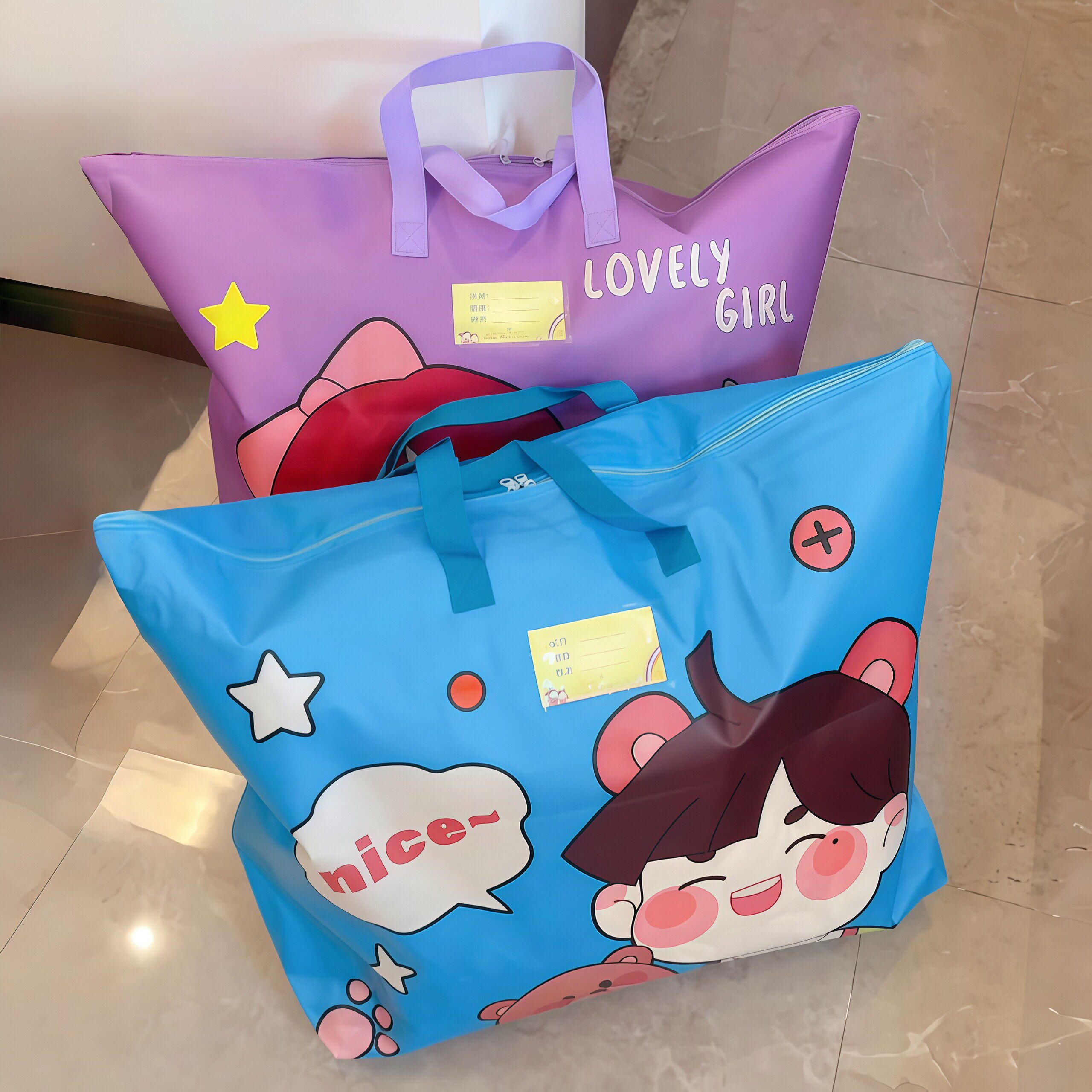 牛津布幼儿园被子收纳袋三件套防水防潮儿童专用宝宝行李手提袋