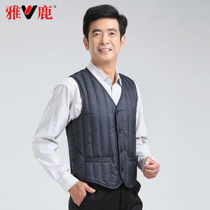 雅鹿中老年人羽绒马甲男内穿背心坎肩老人爷爷羽绒内胆薄款秋冬季