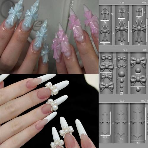 4 style Cross Relief Carving Nail Art Mold DIY Silicone 3D T