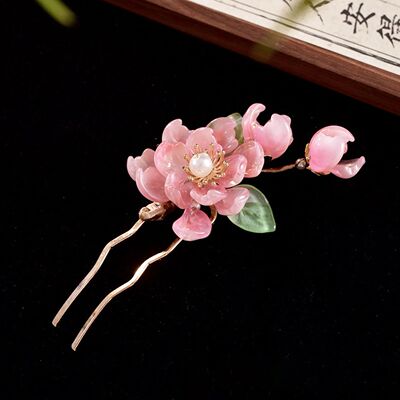 Peach Blossoms Hairpin New Chinese Style Hair Stick Fairy Pi