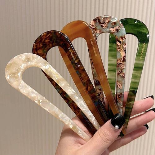 Elegant U Shape Hairpins Women French Hairpin With Two Prong