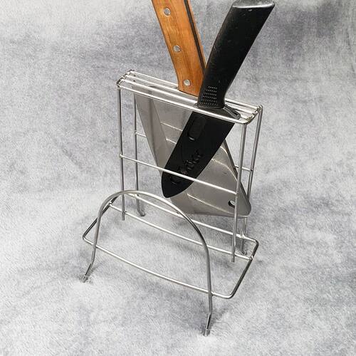 Stainless Steel Cutting Board Storage Shelf Knife Holder Kit
