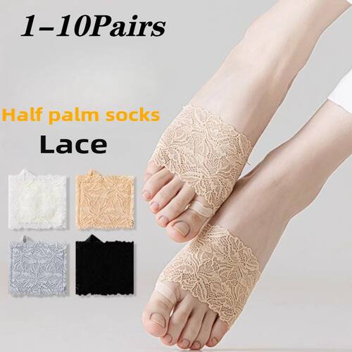 1-10Pairs Women Half Sole Socks Non Slip Invisible Lingerie