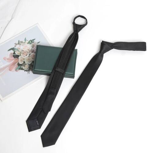 Black Colors Zipper Tie Handmade High Quality Necktie Skinny