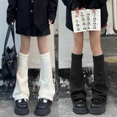 Japanese Lolita Women Leg Warmers Knitted Warm Foot ver Whit