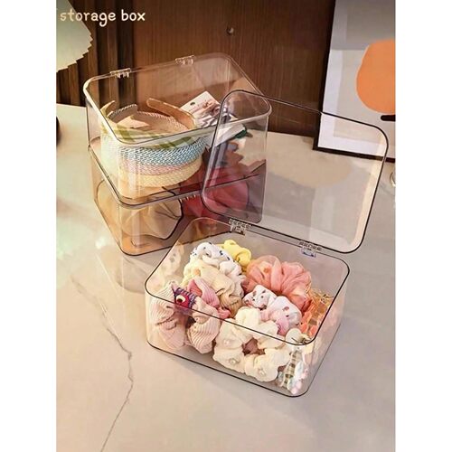 1pc/2pcs Jewelry Storage Box, Flip-Top Transparent Dust-Proo