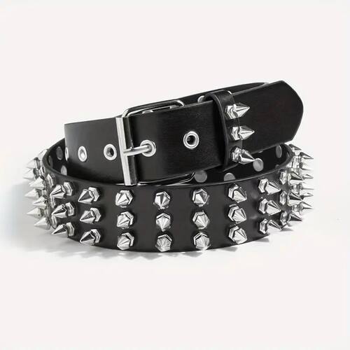 men fashion punk gothic rivets belts black white soft leathe