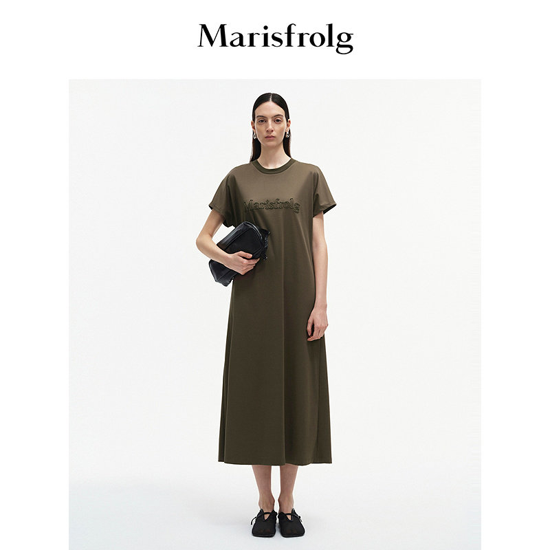 【商场同款】Marisfrolg玛丝菲尔棉100%短裙长款刺绣T恤连衣裙女