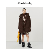 翻领面包羽绒服 棕色连帽长款 大白鹅羽绒服 玛丝菲尔冬季