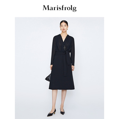 【精简美学】Marisfrolg玛丝菲尔冬季新款黑色轻薄连体T恤上衣女
