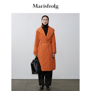 【爆款补单】玛丝菲尔奥莱冬季新款黄棕色利落廓形轻暖羽绒服女