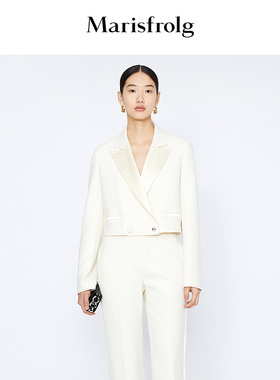 【商场同款】玛丝菲尔冬新款白色西装短款西服外套女