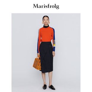 羊毛深灰色秋冬半身裙长款 玛丝菲尔新款 设计感 言选好物