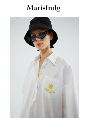 【商场同款】玛丝菲尔女装夏季新款白色衬衫连衣裙中长款裙子
