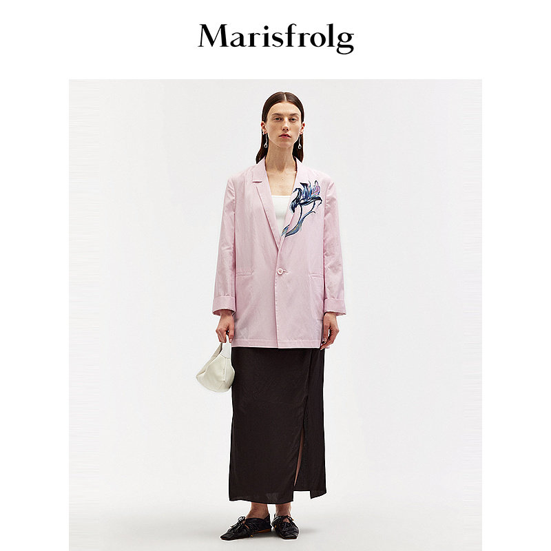 【商场同款】Marisfrolg玛丝菲尔夏季新款优雅时尚粉色西装外套女